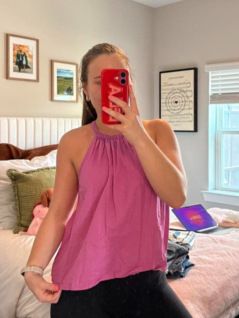 GAP pink linen halter top